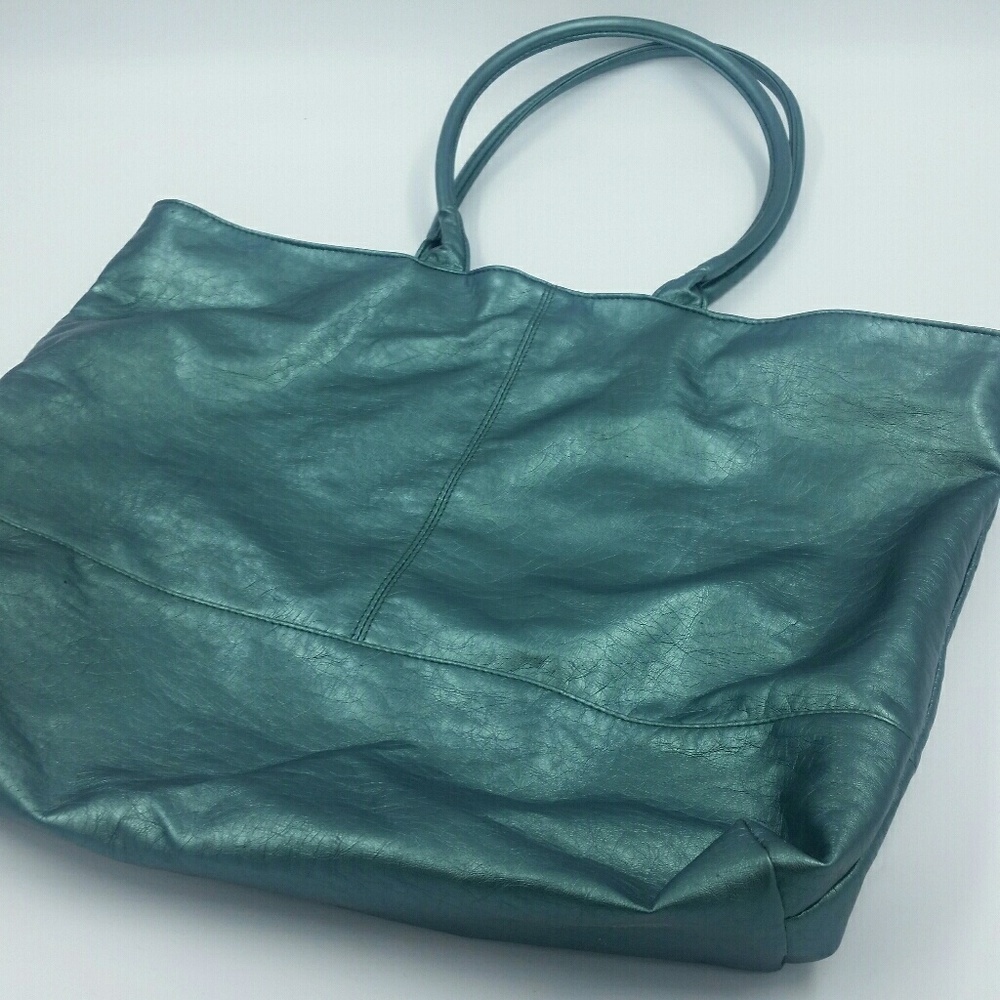 SAKS FIFTH AVENUE l Teal Metallic Tote Bag B6